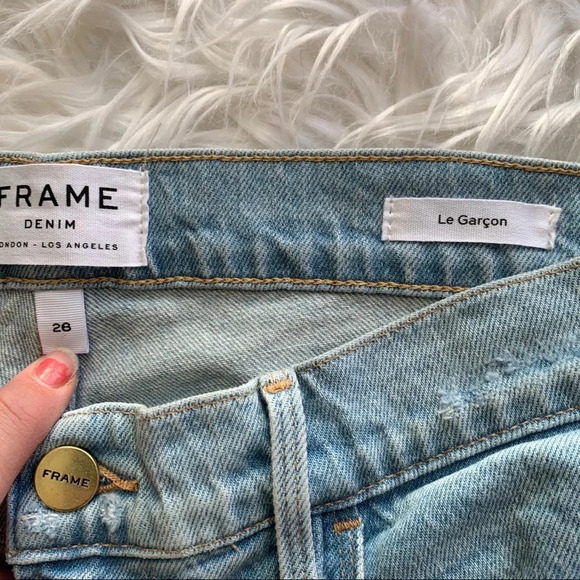 FRAME Le Garcon Raw Edge Crop Boyfriend Jeans Jimi Women’s Denim Casual 28 - Picture 6 of 8